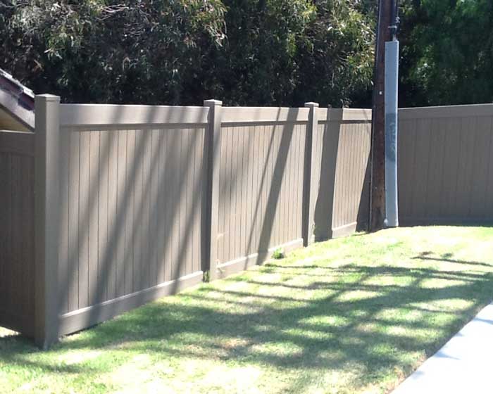 Wood colored privacy fence